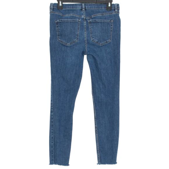 Free People Womens Jeans Reagan Destroyed Crop Skinny Button Fly Blue Street 29 - Picture 6 of 6
